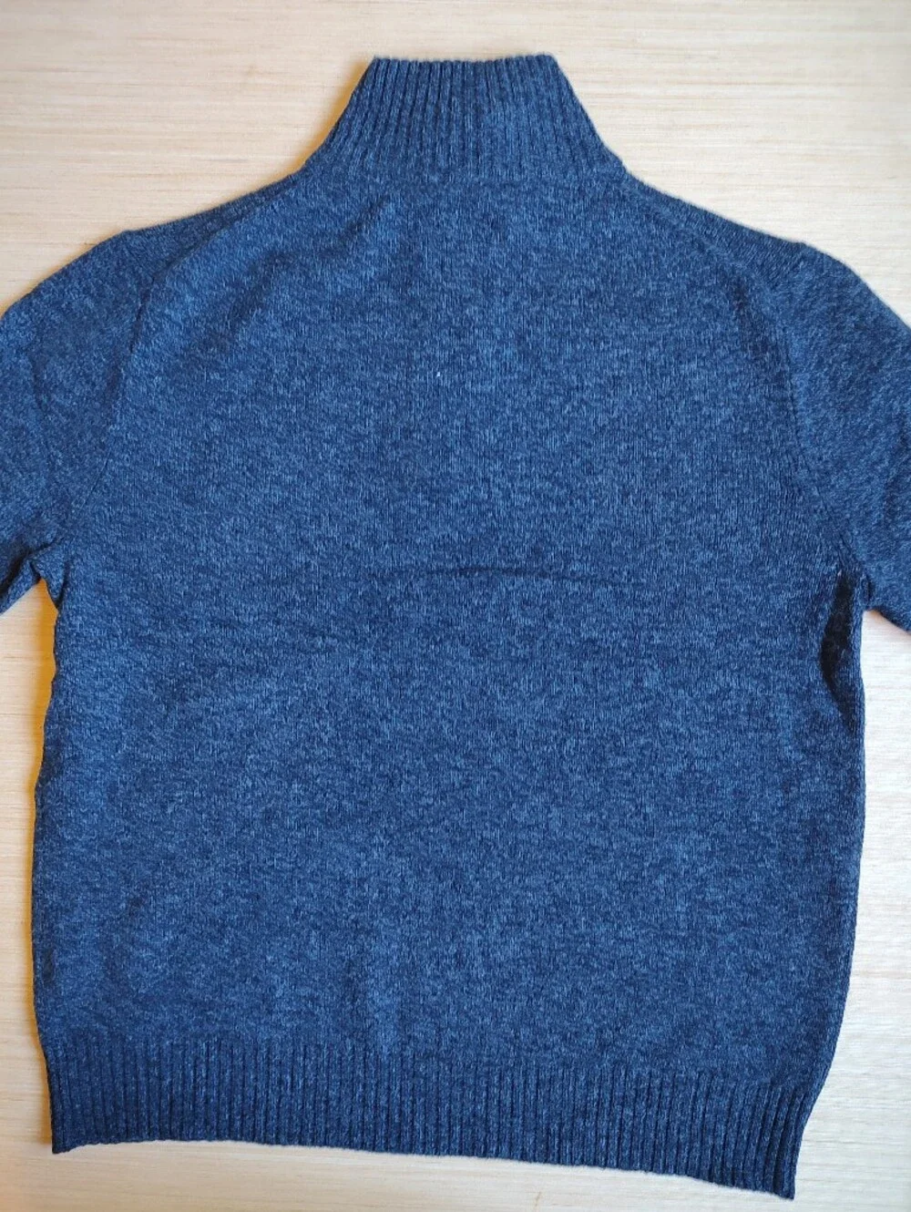 J Crew Lambs Wool Quarter Zip Sweater Pullover Marled Blue Navy Mock Neck L